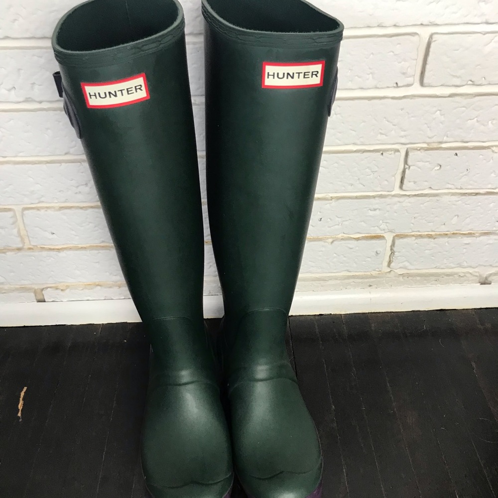 Hunter Rain Boots - Green and Navy -